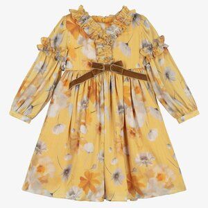 Patachou ! Girls Yellow Floral Chiffon Dress ( 3YRS)